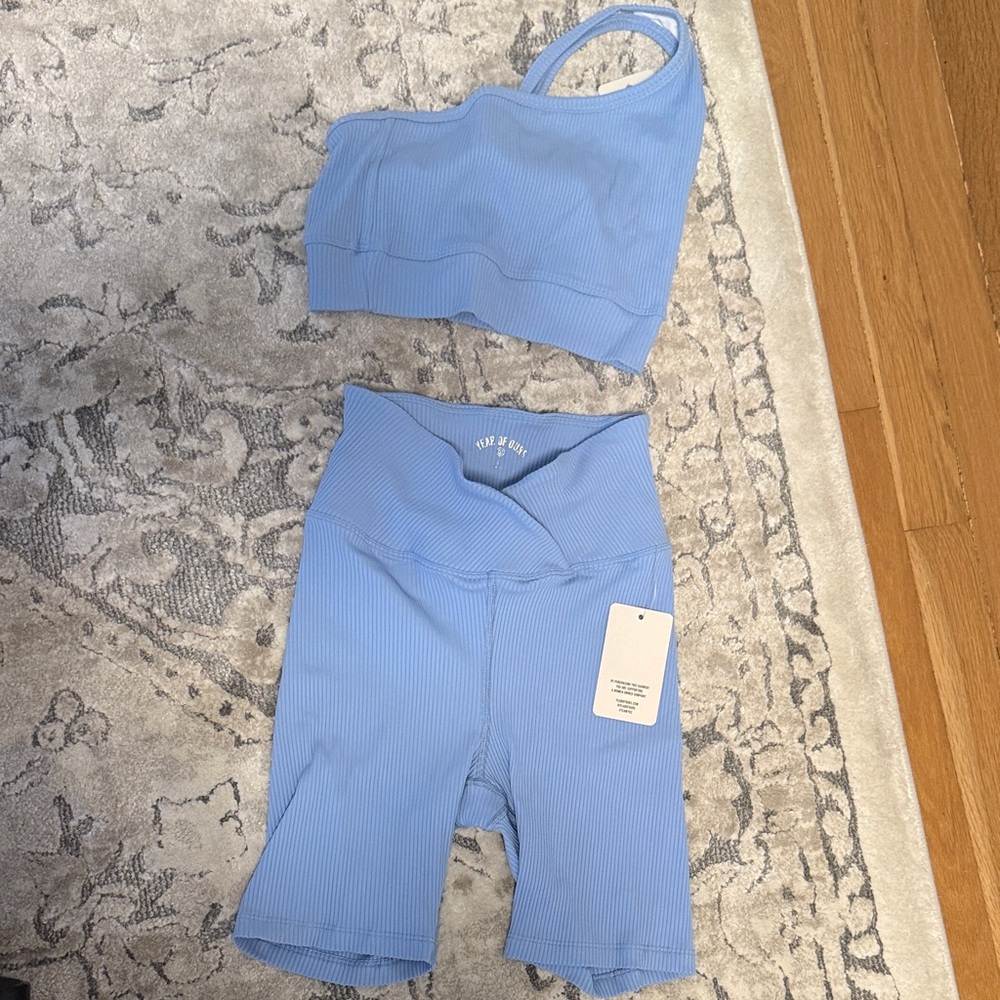 Year of Ours Baby Blue Ribbed Set